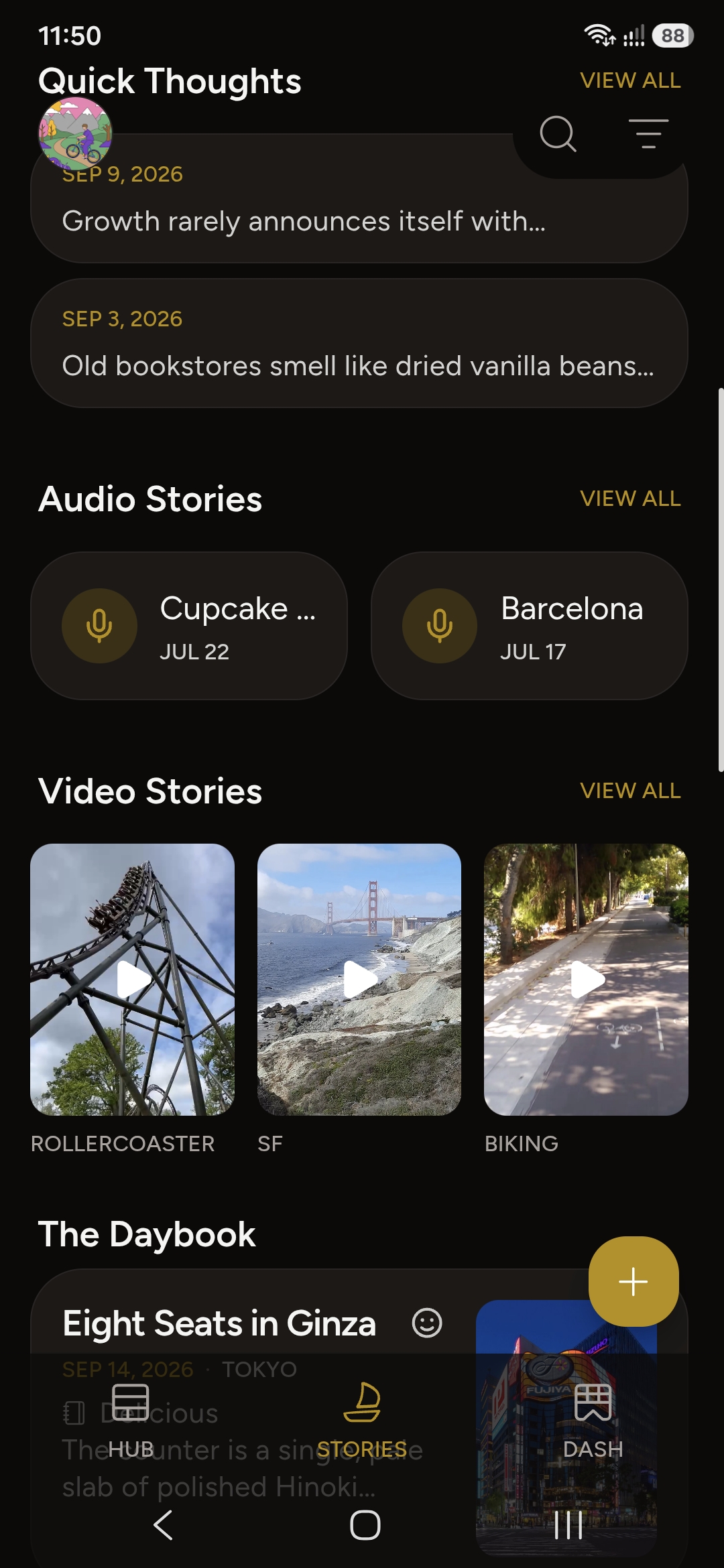 Diurnal feed, dark theme